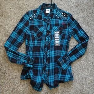 Womens Harley Davidson long sleeve button flannel